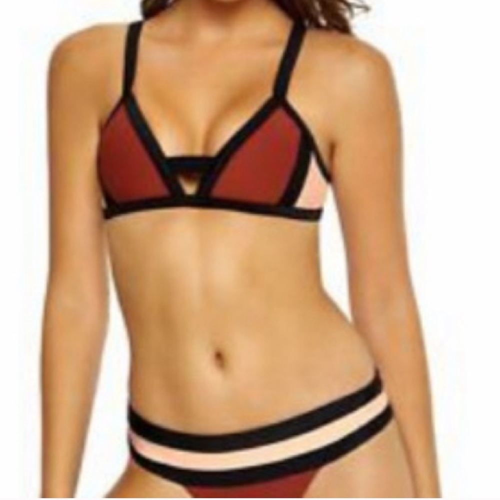 Pilyq block keyhole bikini swim top & bottom small